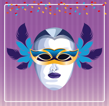 mask with feathers pop art icon cartoon vector illustration graphic designのイラスト素材