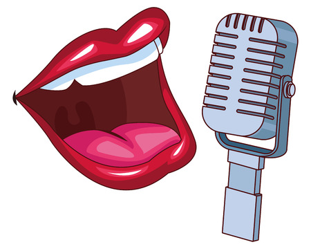 mouth and microphone icon cartoon vector illustration graphic designのイラスト素材