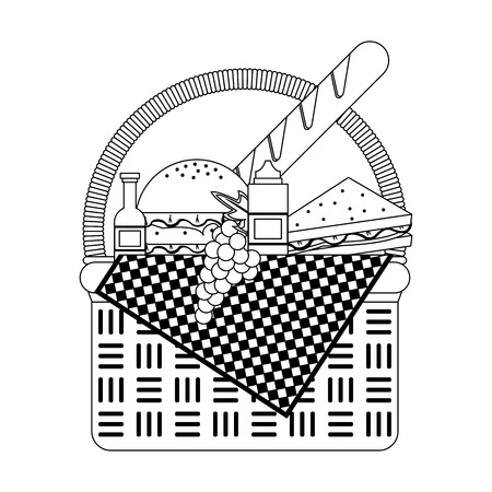 Picnic basket with fresh foods vector illustration graphic designのイラスト素材