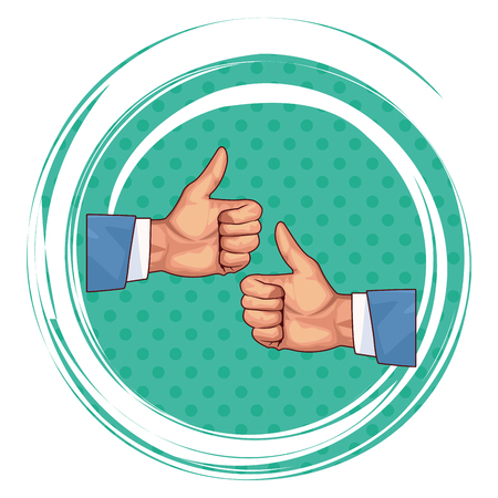 two thumbs up hands icons pop art background round icon vector illustration graphic design vector illustration graphic designのイラスト素材