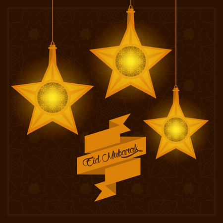 eid mubarak design with islamic lamps icon cartoonのイラスト素材