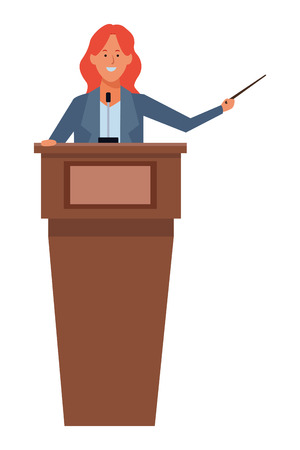 woman in a podium making a speech with a wand vector illustration graphic designのイラスト素材