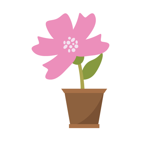 Flower in pot gardening cartoon isolatedのイラスト素材