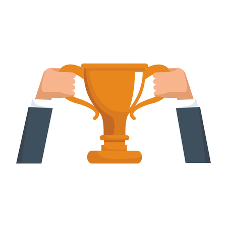 Businessman hand with trophy cup vector illustration graphic designのイラスト素材