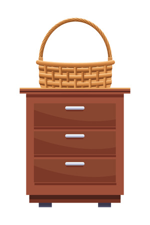 wicker basket icon cartoon isolated over kitchen table vector illustration graphic designのイラスト素材