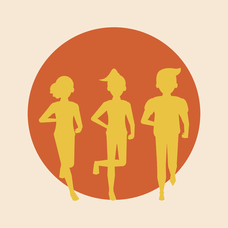 Fitness people running silhouette round icon vector illustration graphic designのイラスト素材
