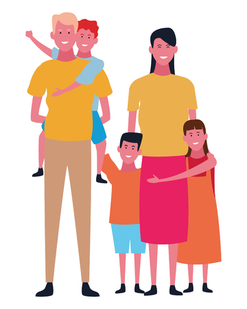 Family father and mother with kids vector illustration graphic designのイラスト素材