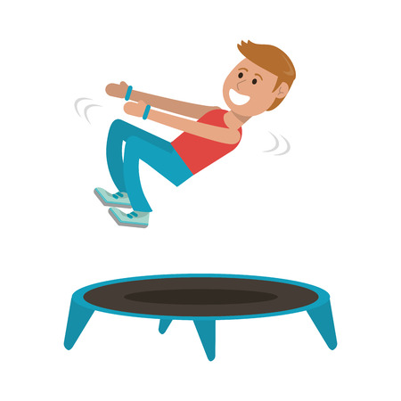 Athlete man jumping in trampoline vector illustration graphic designのイラスト素材
