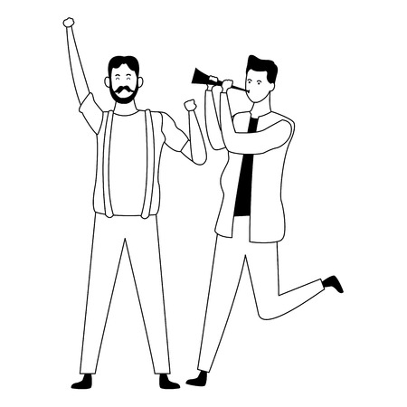 Father and adult son dancing and having fun cartoon vector illustration graphic designのイラスト素材