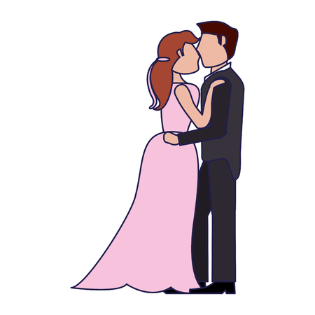 Wedding couple kissing cartoon vector illustration graphic designのイラスト素材