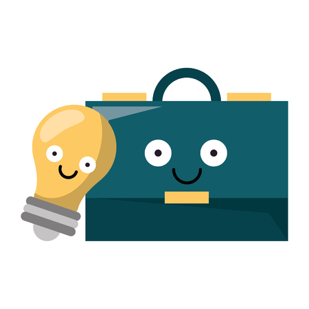 Business briefcase and bulb light smiling cartoons vector illustration graphic designのイラスト素材