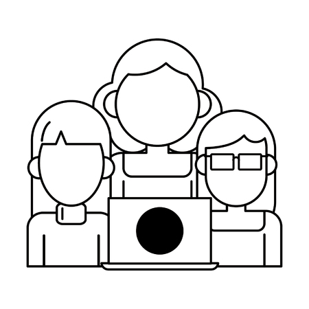 women with laptop avatar cartoon character vector illustration graphic designのイラスト素材