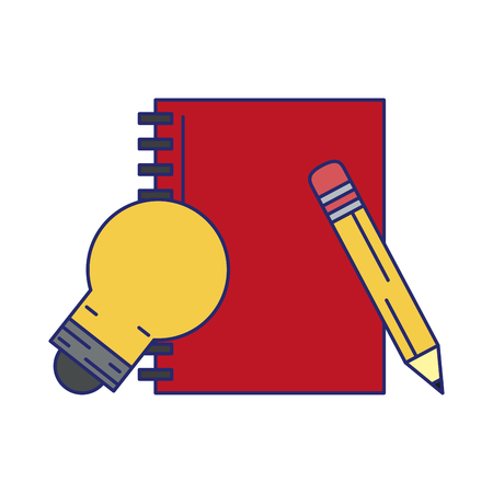 book with light bulb and pencil icon cartoon vector illustration graphic designのイラスト素材