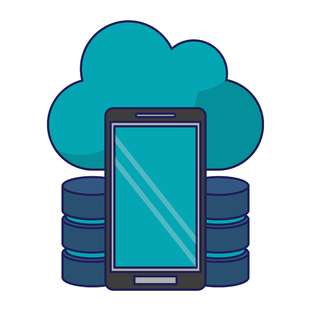 Cloud computing smartphone and disks technology vector illustration graphic designのイラスト素材