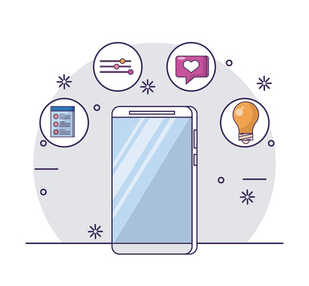 Community manager and smartphone technology tools vector illustration graphic designのイラスト素材