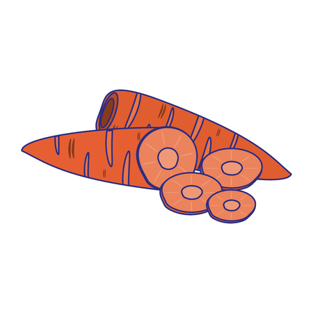 Carrots slices vegetable cartoon vector illustration graphic designのイラスト素材
