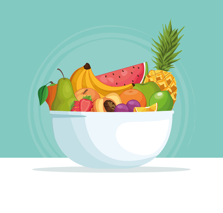 fruit bowl icon cartoon vector illustration graphic designのイラスト素材