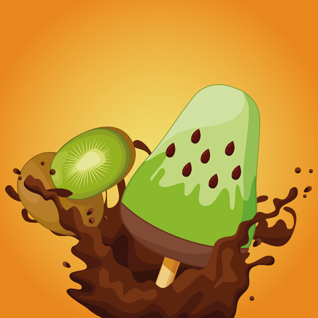 ice lolly with kiwi icon cartoon vector illustration graphic designのイラスト素材