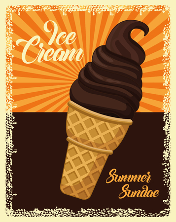ice cream cone chocolate icon cartoon pop art background vector illustration graphic designのイラスト素材