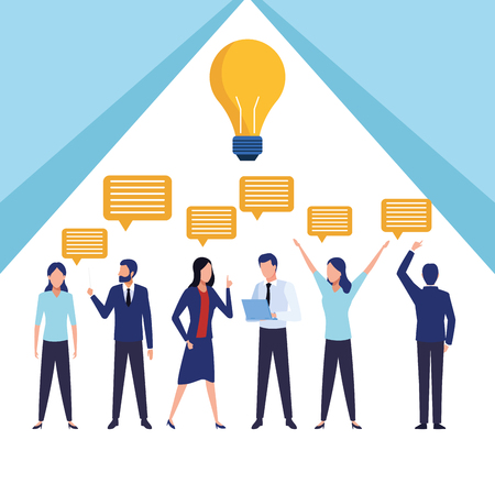 Business coworkers talking about big ideas cartoons vector illustration graphic designのイラスト素材