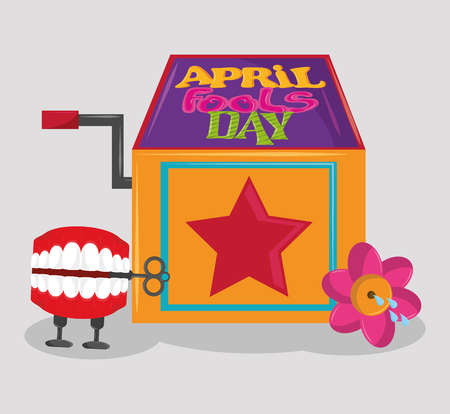 April fools day colorful card with funny cartoons vector illustration graphic designのイラスト素材