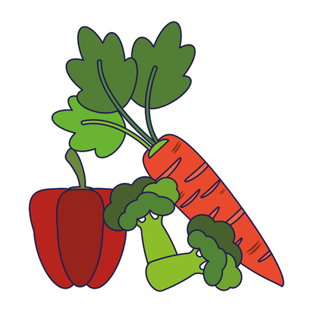 Pepper and broccoli with carrots cartoon vector illustration graphic design vector illustration graphic designのイラスト素材