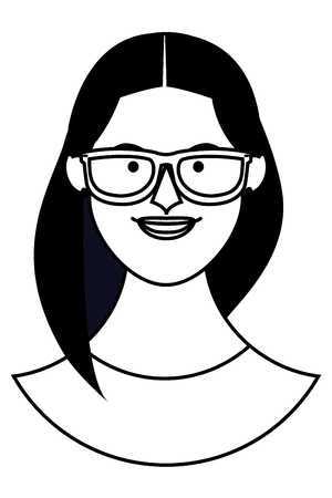 Woman with glasses face cartoon profile vector illustration graphic designのイラスト素材