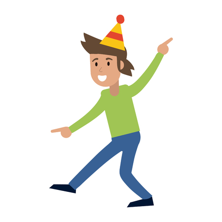happy man with birthday hat cartoon vector illustration graphic designのイラスト素材