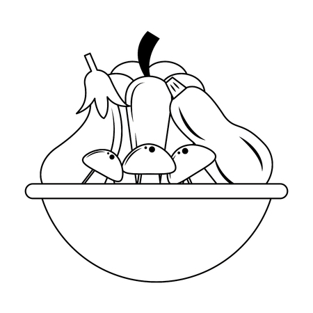 Fresh vegetables food in bowl vector illustration graphic designのイラスト素材