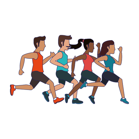 Fitness people running cartoon isolated vector illustration graphic designのイラスト素材