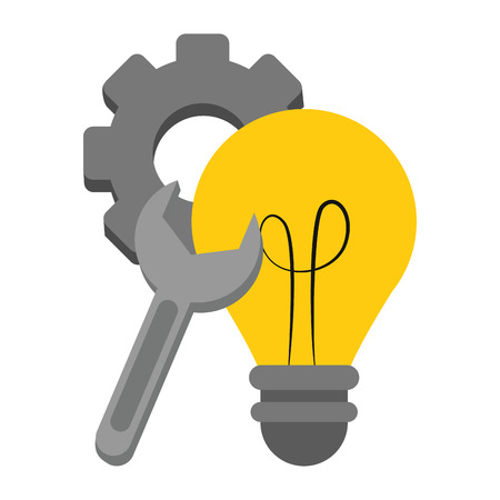 Bulb light gear and wrench vector illustration graphic designのイラスト素材