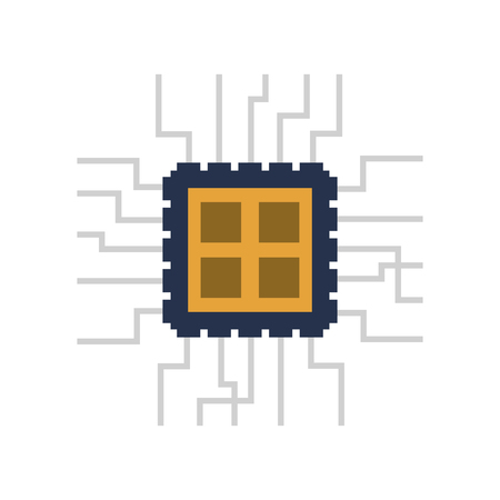 technology software tool processor chip circuit cartoon vector illustration graphic designのイラスト素材