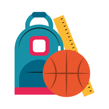 bag with basketball and rule icon cartoon vector illustration graphic designのイラスト素材