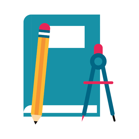 book with pen and compass icon cartoon vector illustration graphic designのイラスト素材