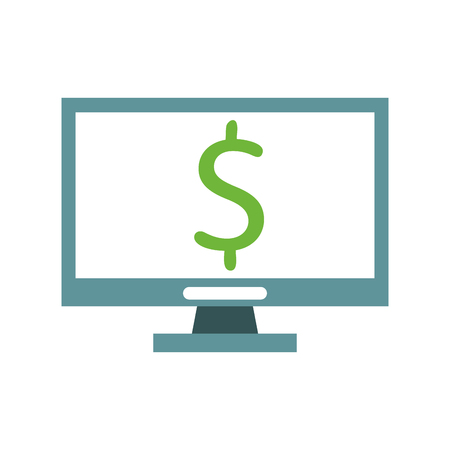 Computer screen with money symbol isolated vector illustration graphic designのイラスト素材