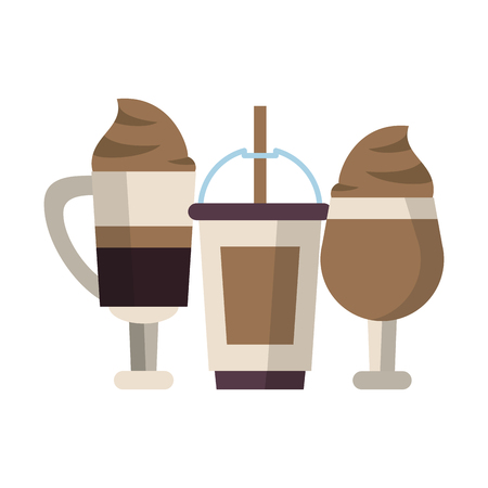 coffee cafe concept coffee shop elements ice drinks cartoon vector illustration graphic designのイラスト素材