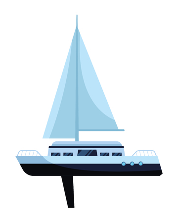 Sailboat ship marine travel vehicle machine sea exploration isolated vector illustration graphic designのイラスト素材