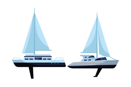 Sailboat ship marine travel pair vehicle machine sea exploration vector illustration graphic designのイラスト素材
