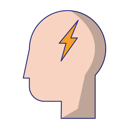 human head with thunderbolt icon cartoon vector illustration graphic designのイラスト素材