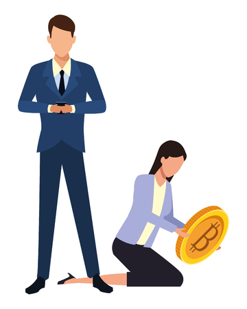 Business people with bitcoins avatars vector illustration graphic designのイラスト素材