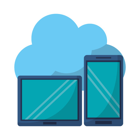 Cloud computing tablet and smartphone technology vector illustration graphic designのイラスト素材