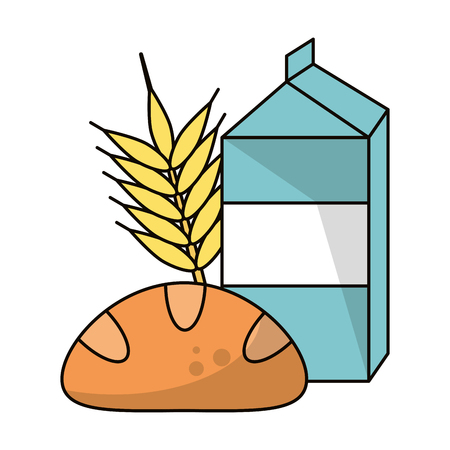 milk bread and wheat ear icon cartoon vector illustration graphic designのイラスト素材