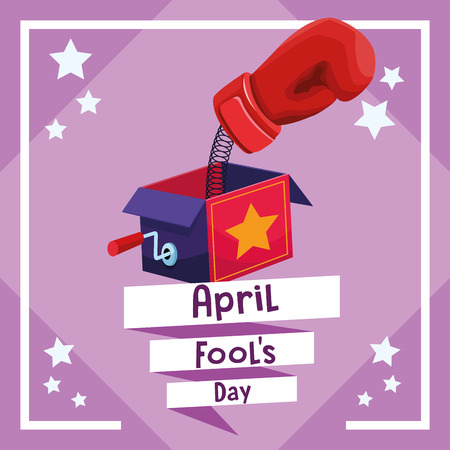 April fools day card with joker cartoon and stars vector illustration graphic designのイラスト素材