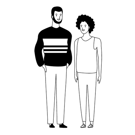 couple avatar cartoon character  with fashion casual clothes vector illustration graphic designのイラスト素材