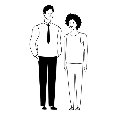 couple avatar cartoon character  with fashion casual clothes and business suit vector illustration graphic designのイラスト素材