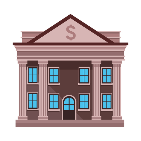 bank building icon cartoon isolated vector illustration graphic designのイラスト素材