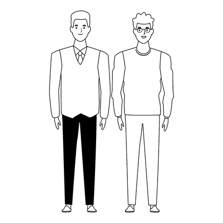 men avatar cartoon character  with fashion casual clothes and business suit vector illustration graphic designのイラスト素材