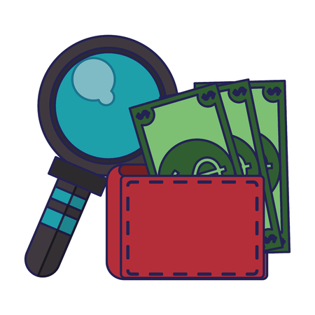 saving money budget wallet with money bills cartoon vector illustration graphic designのイラスト素材