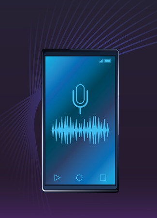 cellphone with microphone picture and sound signal with pop art background vector illustration graphic designのイラスト素材