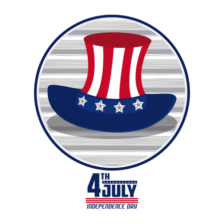 USA independence day july fourth celebration card with uncle sam hat vector illustration graphic designのイラスト素材